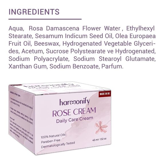 Rose Moisture Cream Daily Care Non-Greasy Helps Soothe and Calm Skin 1.52 OZ - Picture 7 of 8